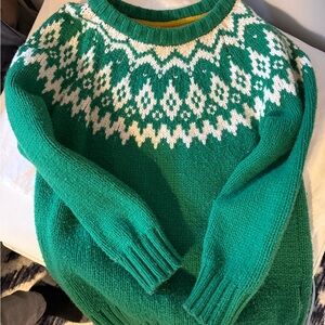 Biden Green and White Fair Isle Sweater
